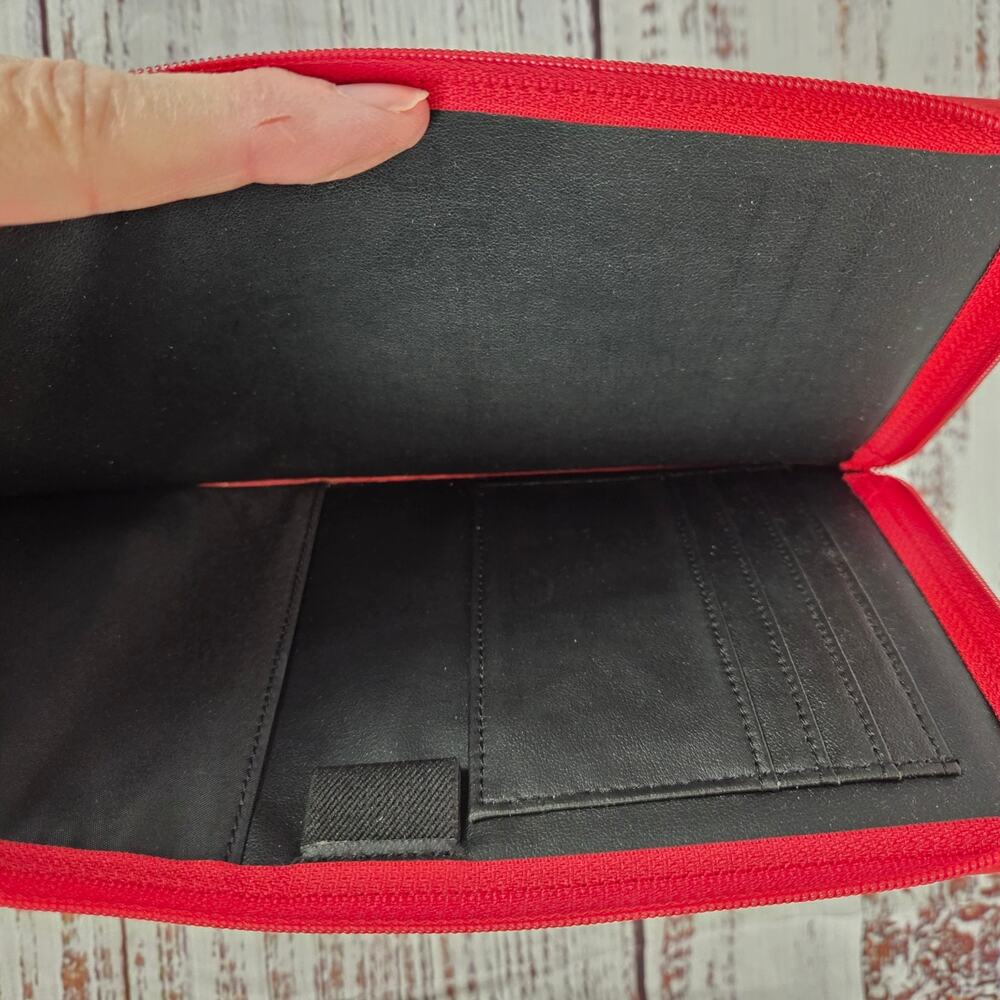 Levenger Red Fine Leather Card Pocket Case ID Holder Casual Office Business Work - Picture 4 of 8